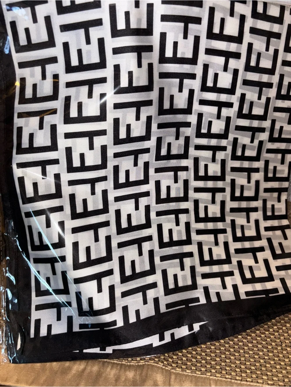 Black & White Geometric Silk Scarf